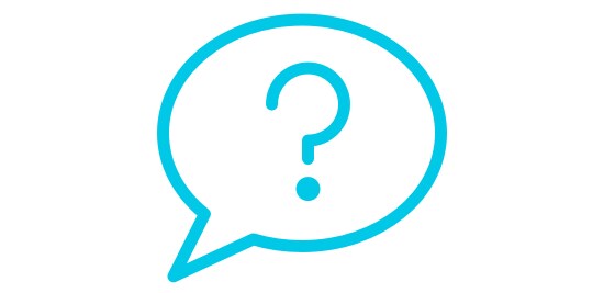 An icon of a speech bubble with a question mark.
