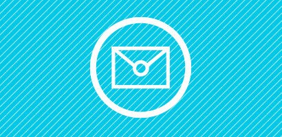 Circular cyan icon of a envelope.
