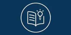 Icon of white hand held tablet on a blue background.
