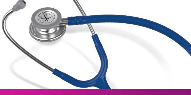 Stethoscope with navy coloured tubing.
