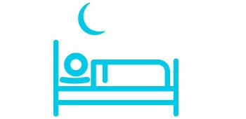 An icon of a crescent moon above a person in a bed.
